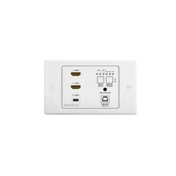 Wyrestorm SW-130-TX-UK - 3-Input 4K30Hz In-wall HDBaseT™ Switcher | 2 HDMI + USB-C | CEC  | 2-Gang (4K: 100m/328ft)
