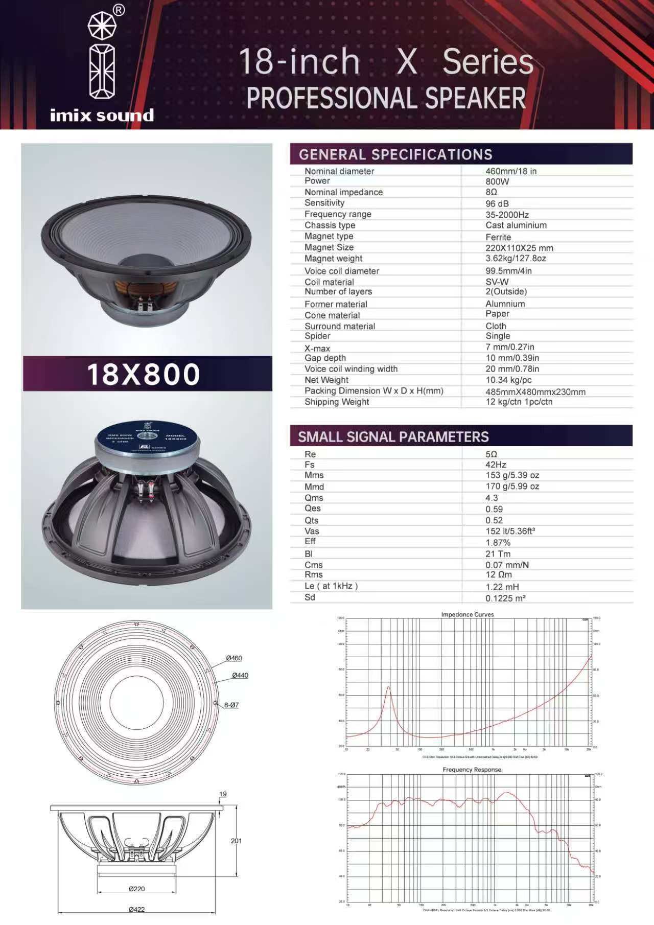 Imix - 18X800 18-Inch Ferrite Magnet Loose Woofer — view 2