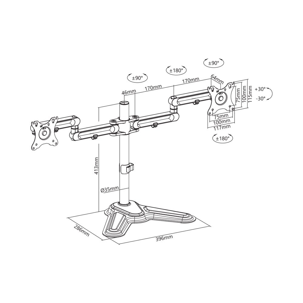 Generic Power Solutions - 17–32" Premium Articulating Aluminium Dual Monitor Stand — view 2
