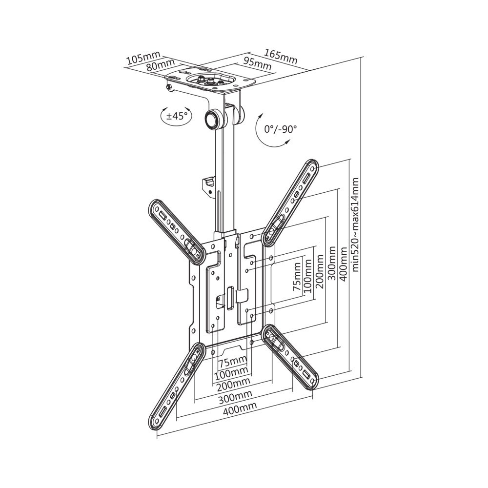 Generic Power Solutions - 23-55" Folding Ceiling TV Mount Bracket — view 2