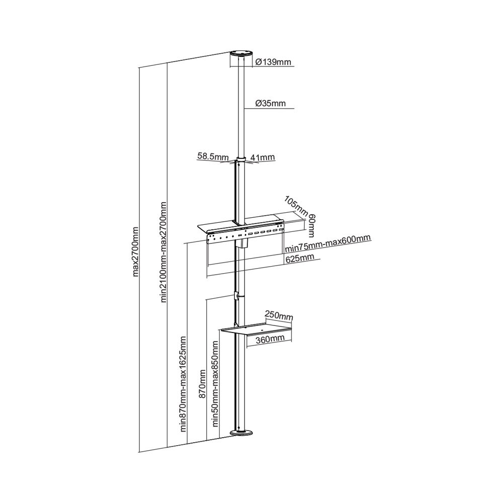 Generic Power Solutions - 37-70" Premium Floor-to-Ceiling TV Mount (LP63-46T) — view 6