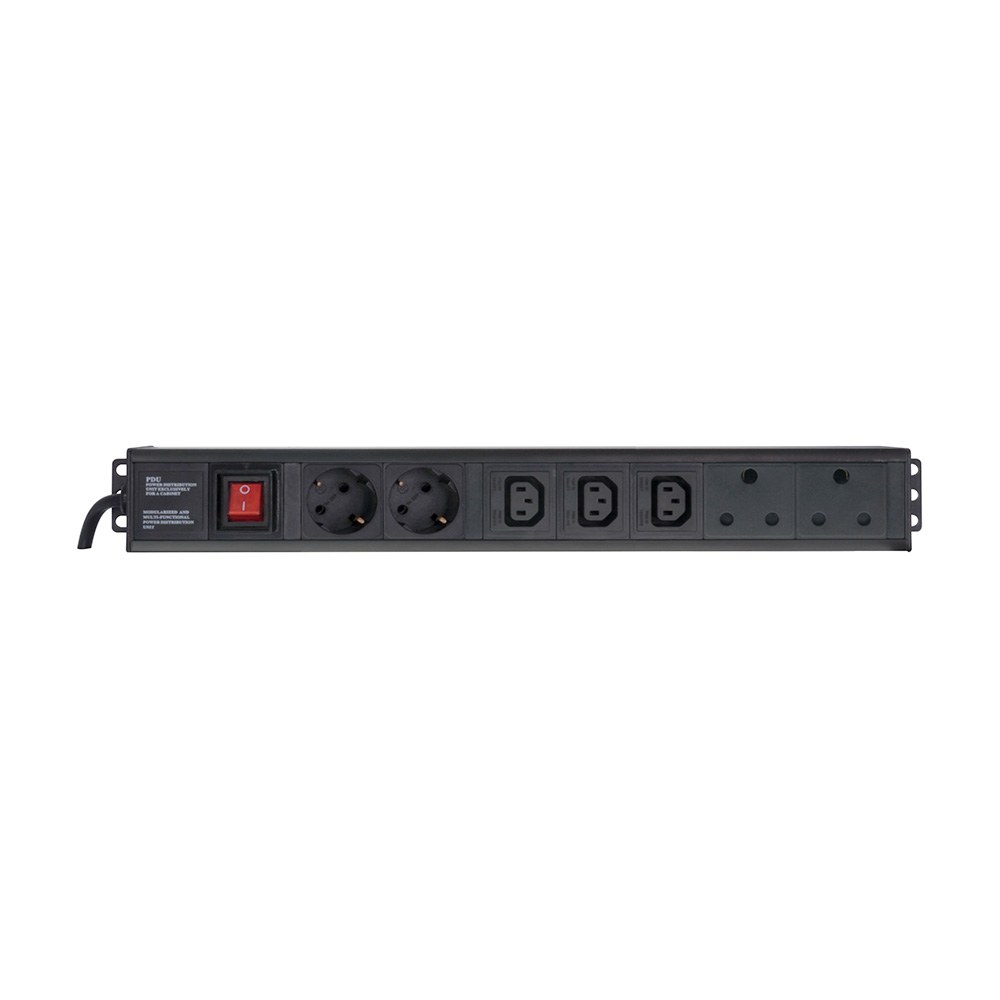 Generic Power Solutions - PWR-MP-7P-MULTI-MET 7-Port Metal Multiplug (2x SA, 3x C13, 2x Schuko)