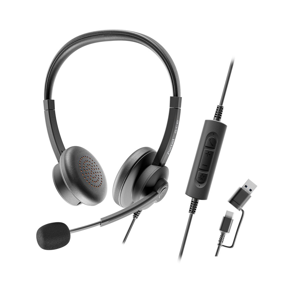 Axtel - AXH-ACEUCDCA Ace Uc Stereo Usb Type-A/C Wired Headset