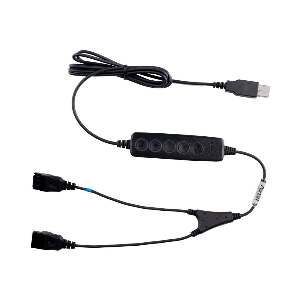 Axtel - AXC-USB-Y Usb Type-A Y-Splitter Training Cable With Microphones Mute And Volume Adjustment