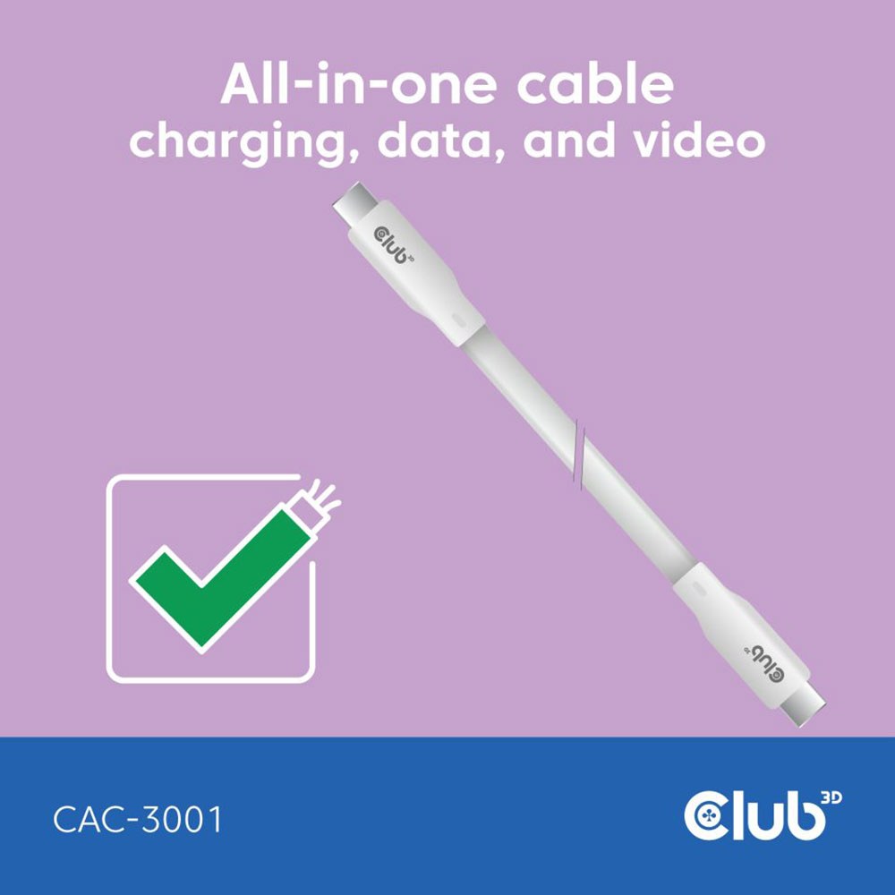 Club3D - CAC-3000 2m USB4 20Gbps 4K 60Hz 240W USB Type-C Cable — view 2