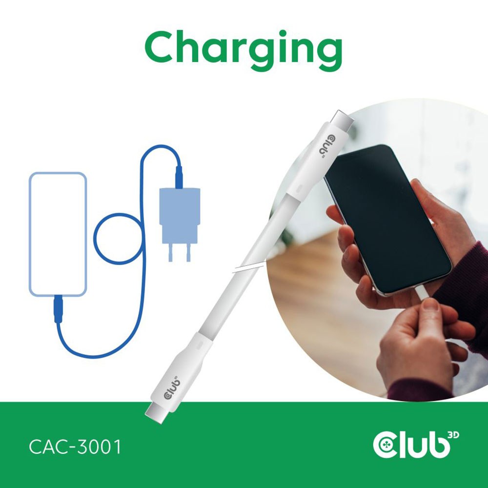 Club3D - CAC-3000 2m USB4 20Gbps 4K 60Hz 240W USB Type-C Cable — view 3