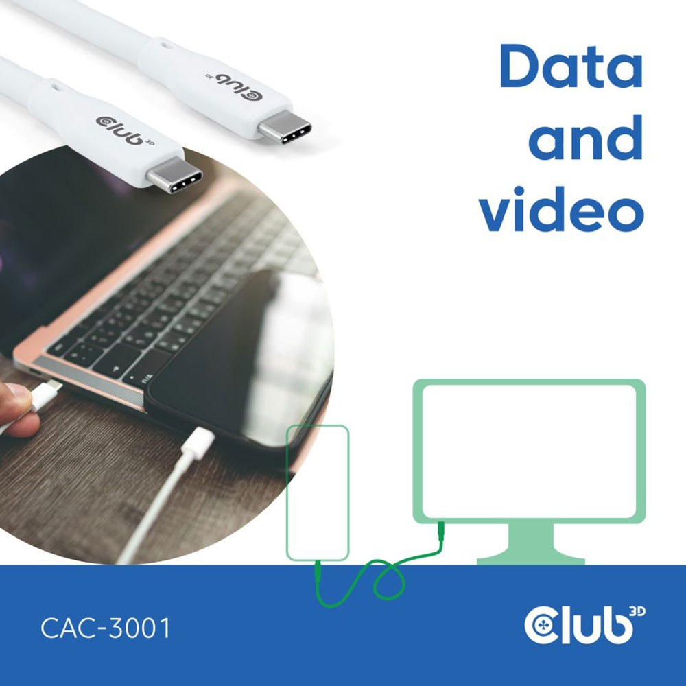 Club3D - CAC-3000 2m USB4 20Gbps 4K 60Hz 240W USB Type-C Cable — view 4