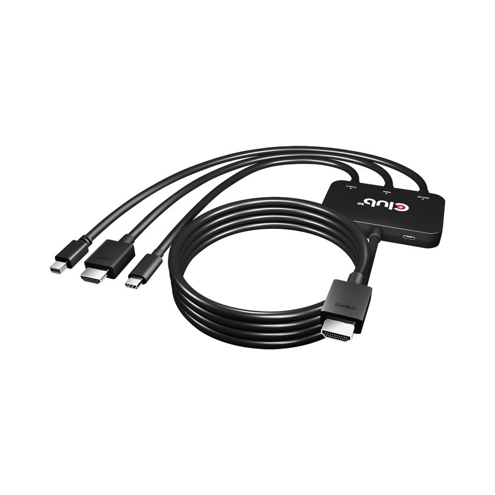 Club3D - CAC-1630 USB-C / HDMI / Mini DP 1.2 to HDMI 4K 60Hz Active Adapter