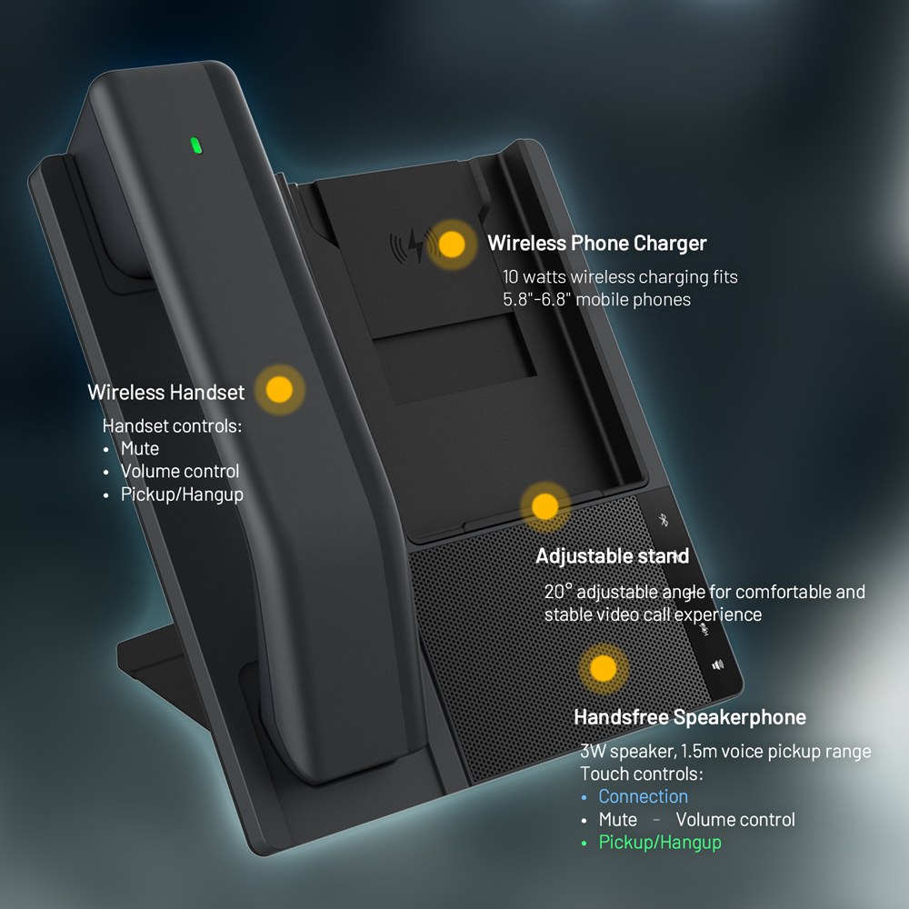 Fanvil - DB20-H All-in-One Phone Station with Bluetooth Handset and 10W Wireless Charger — view 3