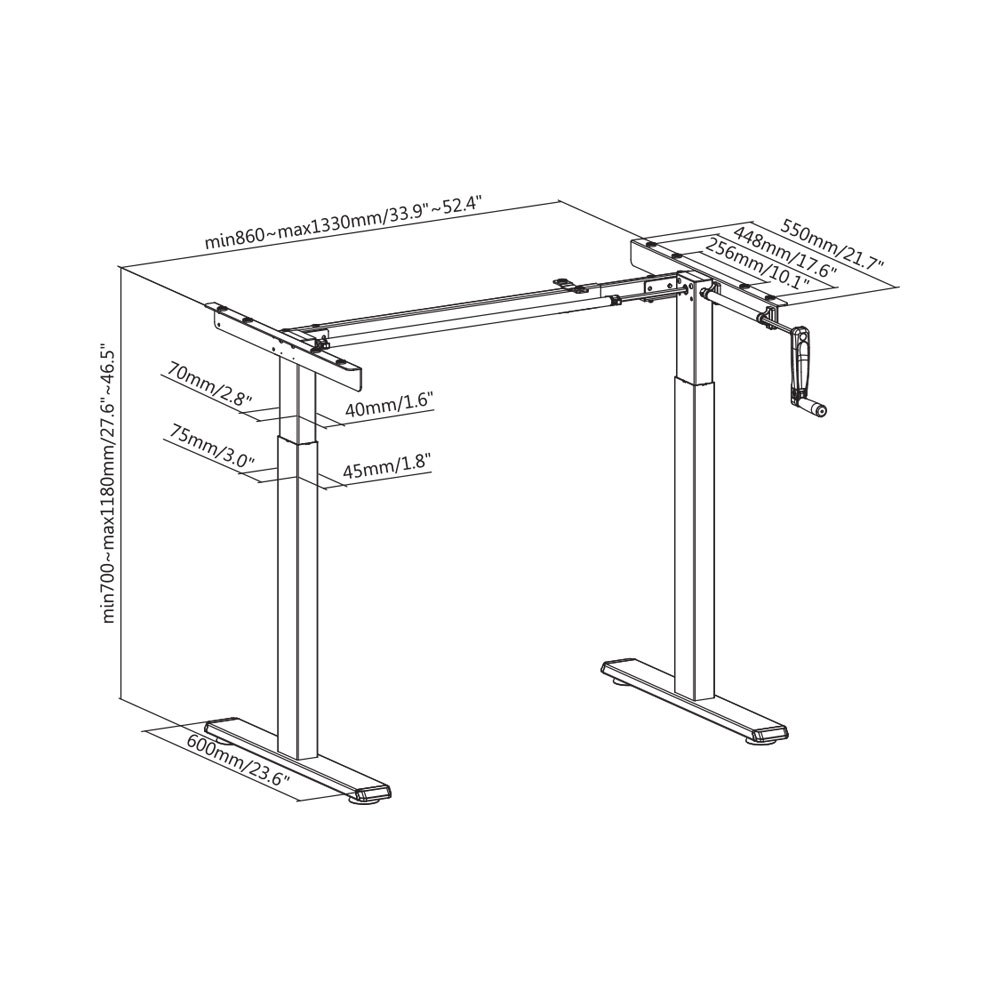 Linkqnet N08-22d - Manually Adjustable Sit-stand Desk Frame — view 2