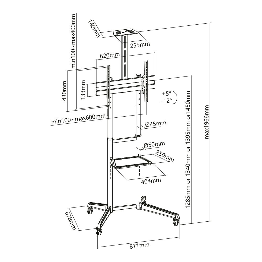 Linkqnet - T1040T 37-70″ Versatile And Compact Steel Tv Trolley — view 2
