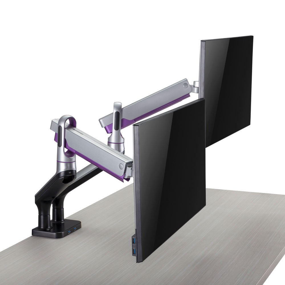 LINKQNET 17-32″ DUAL MONITOR ALUMINIUM SPRING-ASSISTED ARMS WITH USB PORTS — view 8