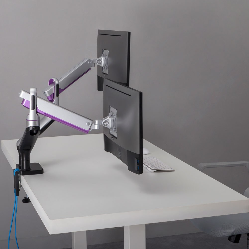 LINKQNET 17-32″ DUAL MONITOR ALUMINIUM SPRING-ASSISTED ARMS WITH USB PORTS — view 12