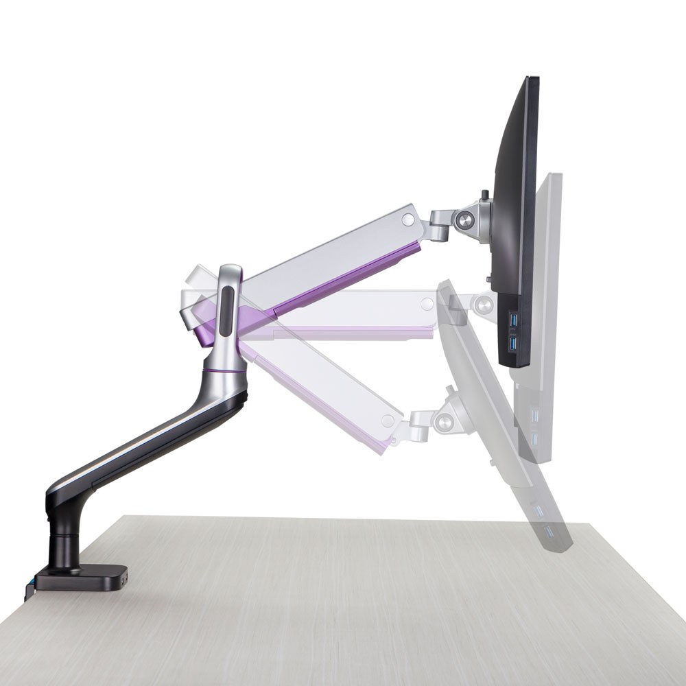 LINKQNET 17-32″ SINGLE MONITOR ALUMINIUM SPRING-ASSISTED ARM WITH USB PORTS — view 5