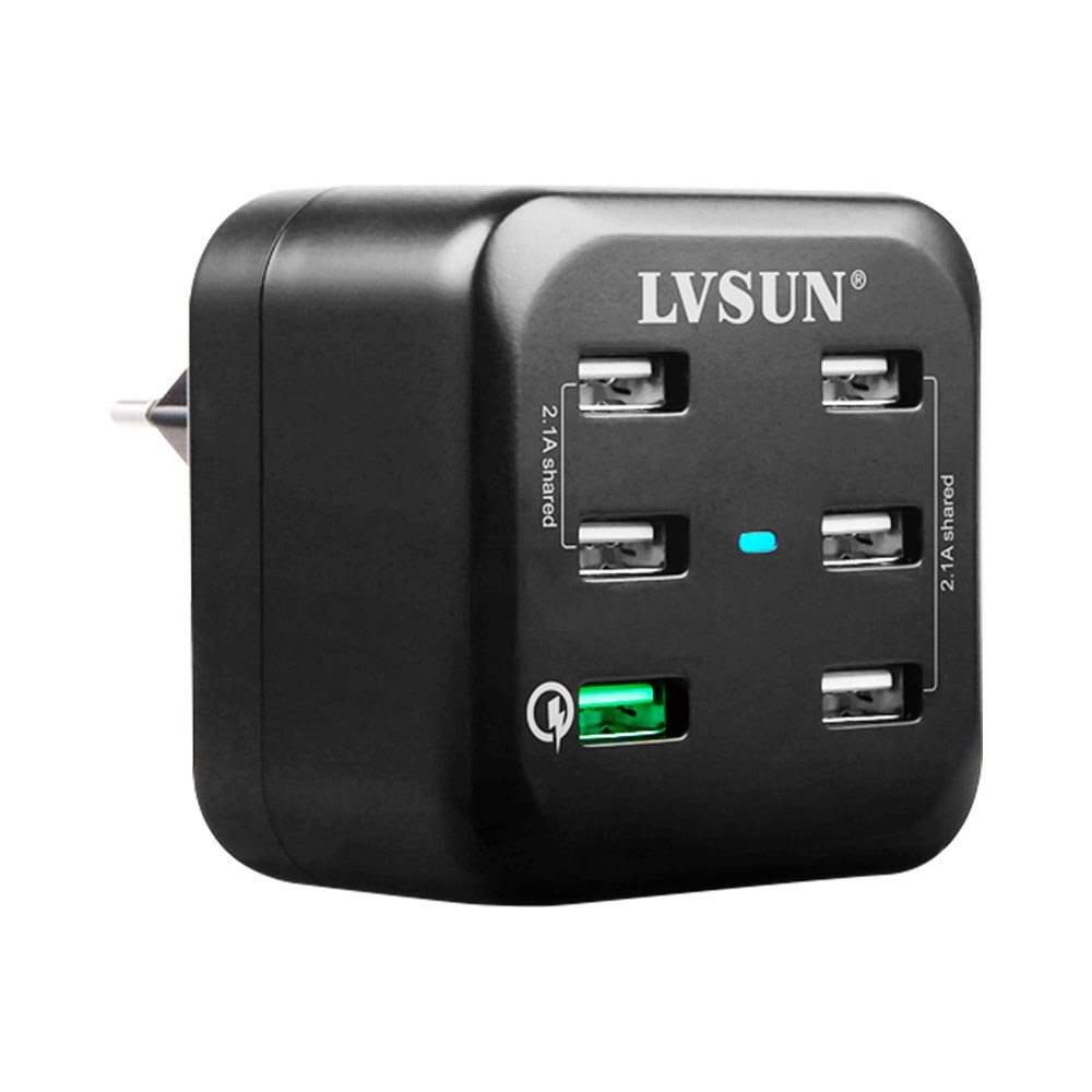 LVSUN 6-PORT USB 34W 5V – 12V 6.8A QC2.0 CHARGER