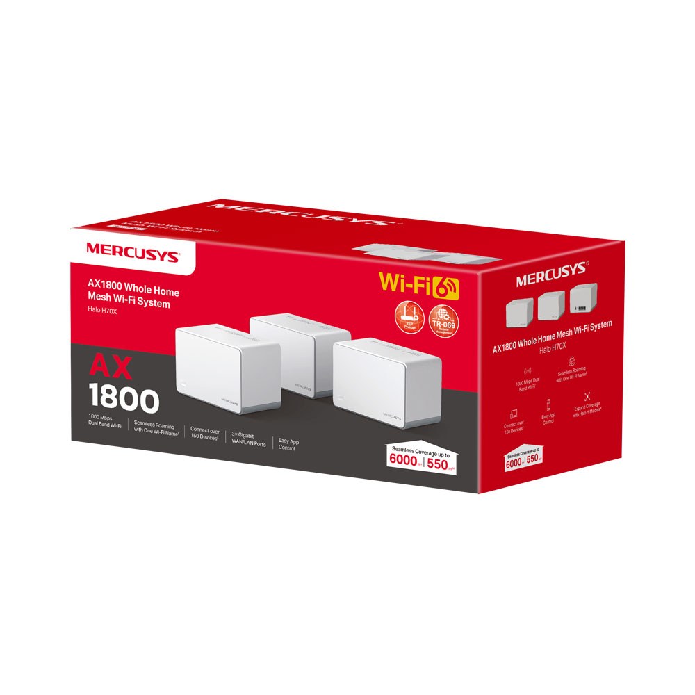 Mercusys - Halo H70X AX1800 Whole Home Wi-Fi 6 Mesh System — view 2