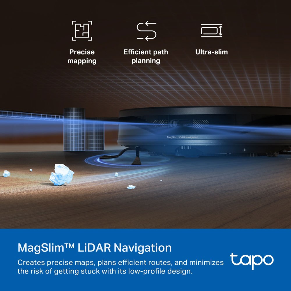 TP-Link - TAPO RV20 MAX 5300Pa Suction Magslim Lidar Navigation Robot Vacuum And Mop — view 2