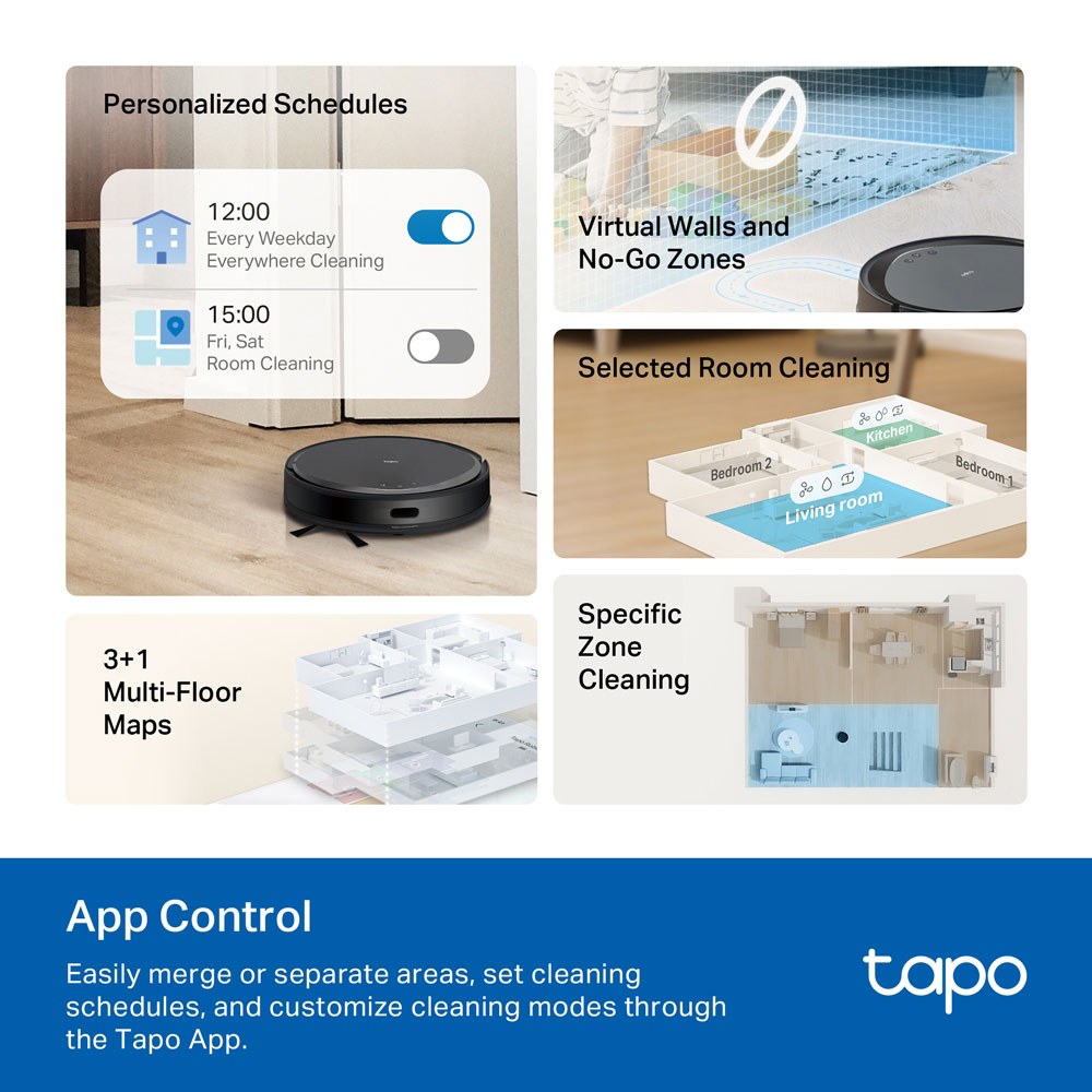 TP-Link - TAPO RV20 MAX 5300Pa Suction Magslim Lidar Navigation Robot Vacuum And Mop — view 3