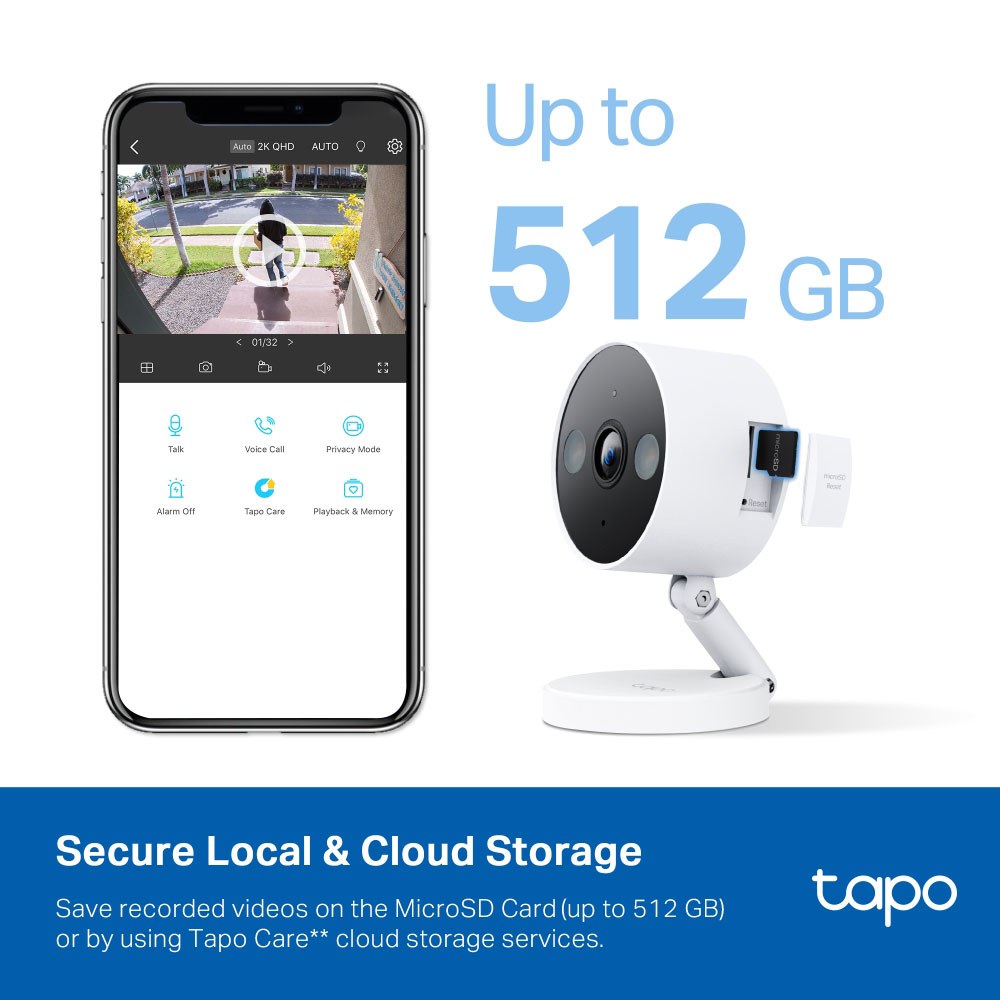 TP-Link - TAPO C120 4Mp Indoor/Outdoor Wi-Fi Home Security Camera — view 2