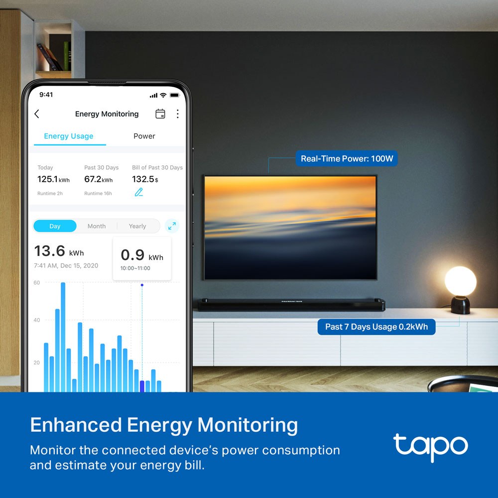 TP-Link - TAPO P110 Mini Smart Wi-Fi Plug With Energy Monitoring — view 4