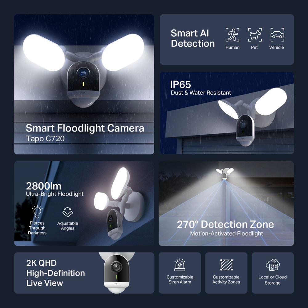TP-Link - TAPO C720 Smart Floodlight Camera — view 3