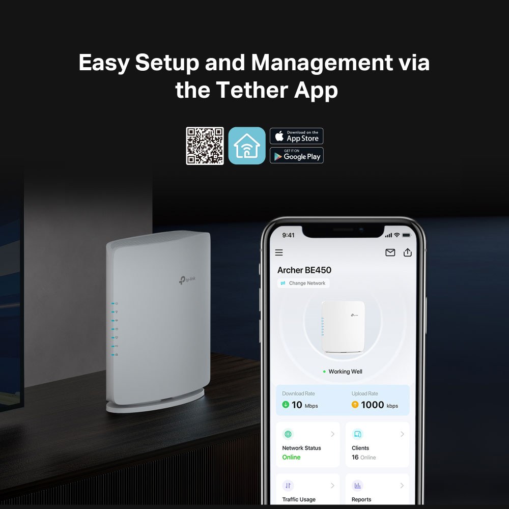 TP-Link - ARCHER BE450 Be7200 Dual-Band Wi-Fi 7 Router — view 2