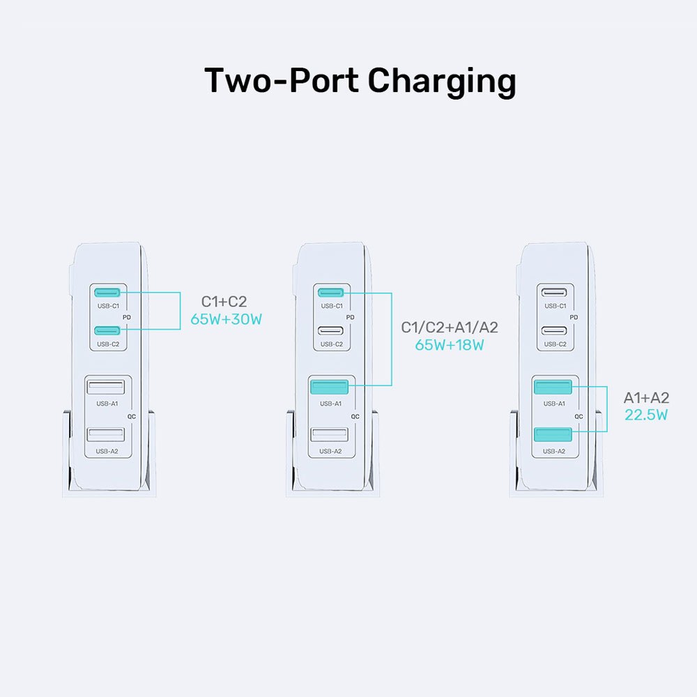 Unitek P1229ABK - 4-Port 100W Smart Desktop GaN III Charging Station — view 2