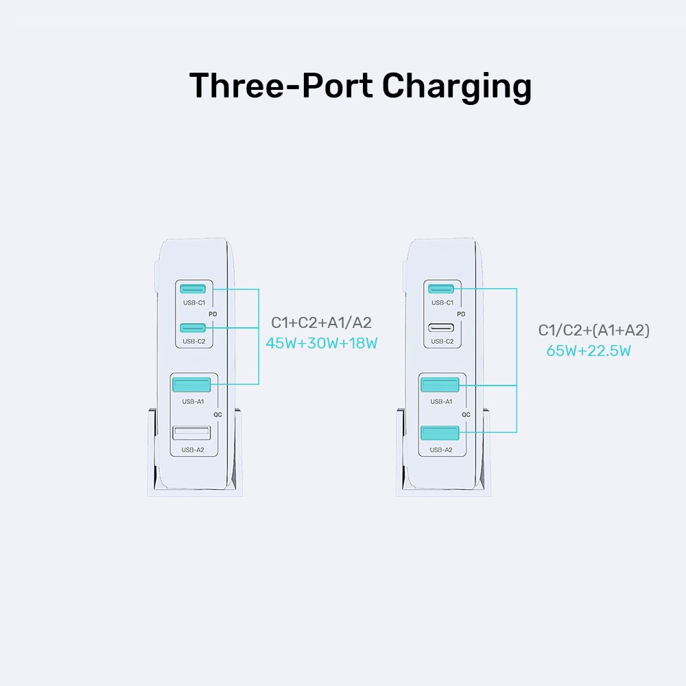 Unitek P1229ABK - 4-Port 100W Smart Desktop GaN III Charging Station — view 3