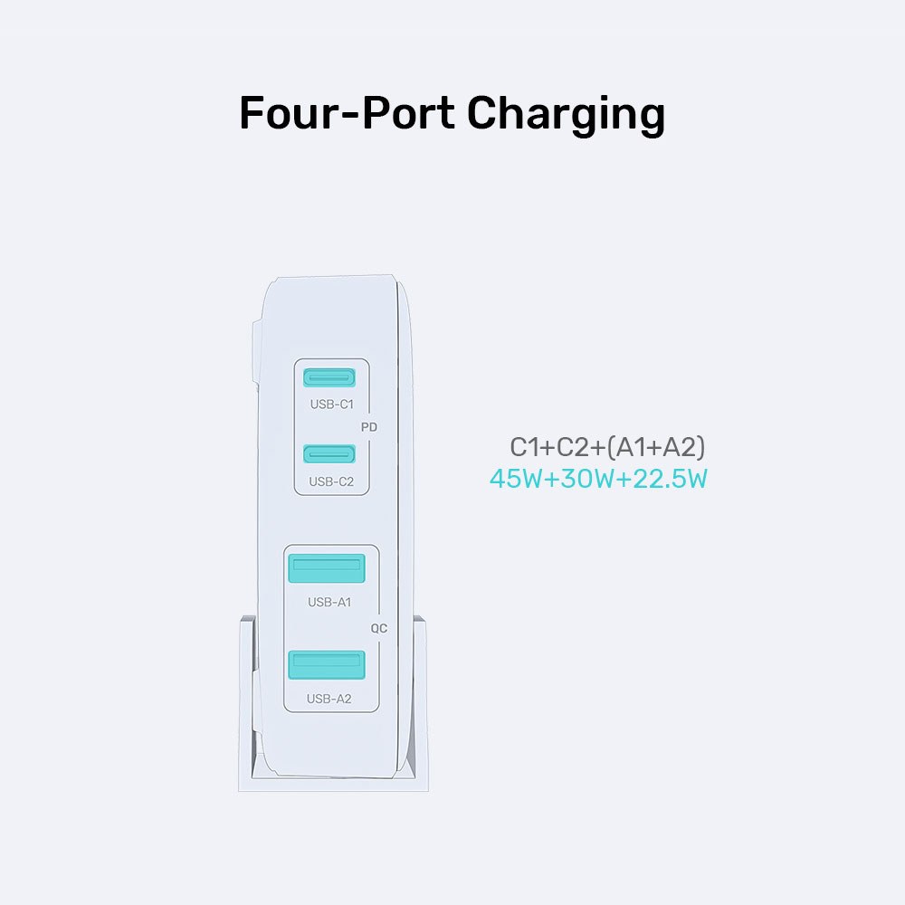 Unitek P1229ABK - 4-Port 100W Smart Desktop GaN III Charging Station — view 4