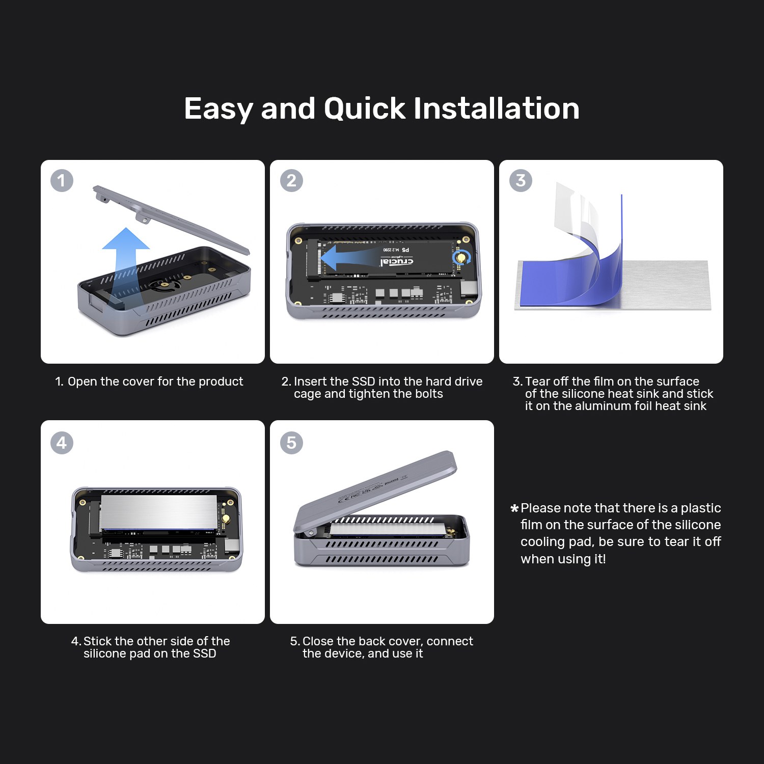 Unitek - S1242A Solidforce Reefer Turbocool Usb4.0 Type-C 40Gbps M.2 Ssd (Pcie And Nvme) Enclosure With Cooling Fan — view 5