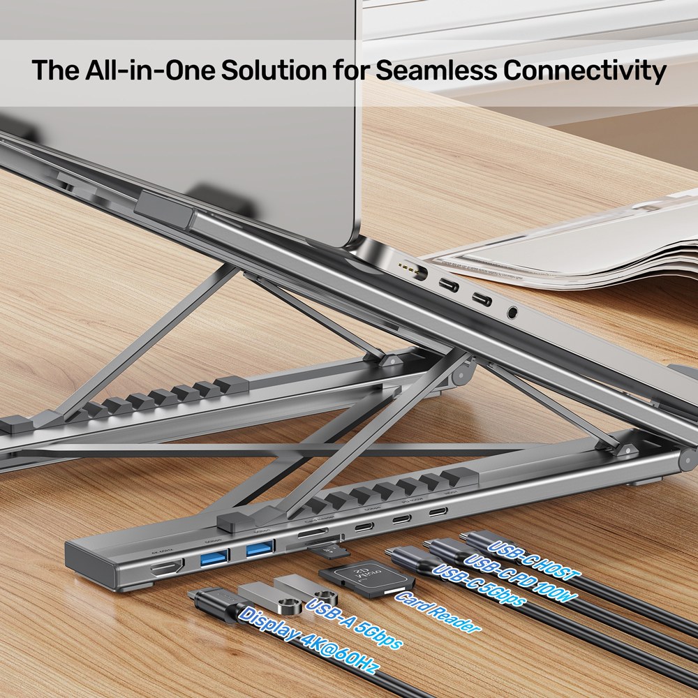 Unitek - D1137A Foldable Laptop Stand With Usb Type-C Port Replicator — view 3