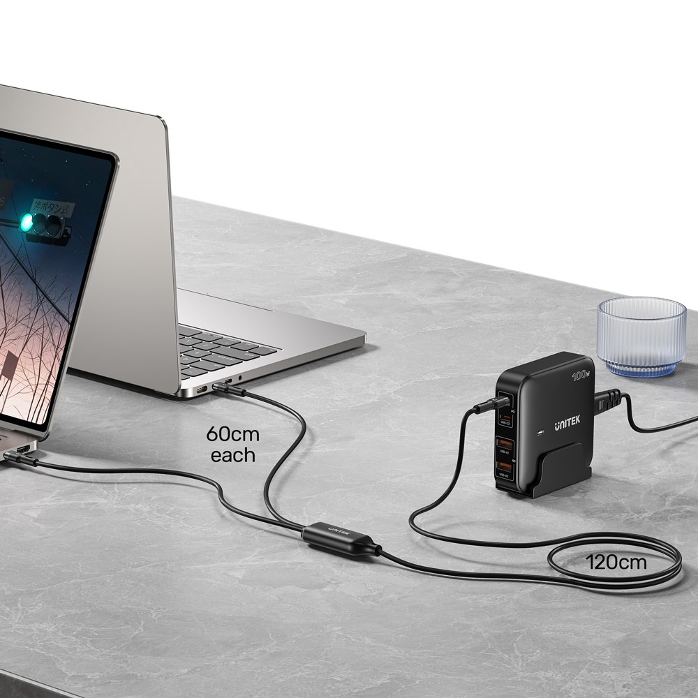 Unitek - C14146ABK 1.8M 100W Pd 2-In-1 Usb Type-C Charging Cable — view 2