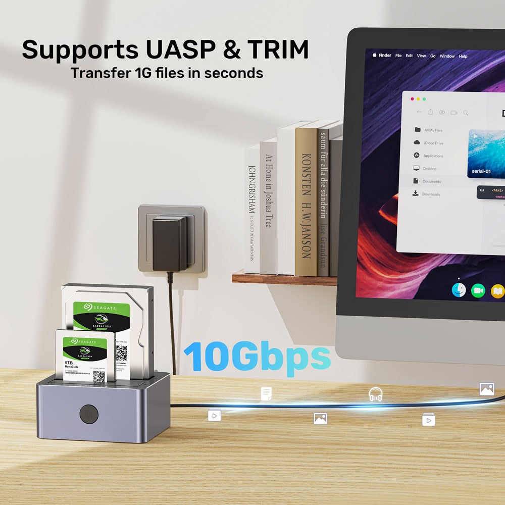 Unitek - Y-3027GY Usb3.2 10Gbps Dual-Bay Sata Docking Station And Standalone Clone Station — view 2
