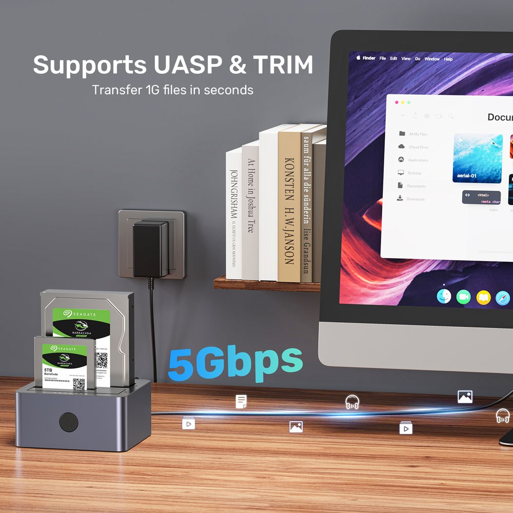 Unitek - Y-3026GY Usb3.0 5Gbps Dual-Bay Sata Docking And Standalone Clone Station — view 2