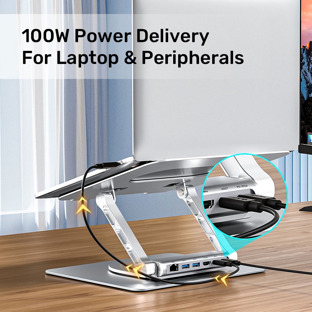 Unitek - D1109B 17” Universal Notebook/Laptop Stand With 360° Rotating Base And Port Replicator — view 5