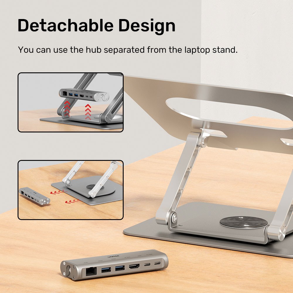 Unitek - D1109B 17” Universal Notebook/Laptop Stand With 360° Rotating Base And Port Replicator — view 6