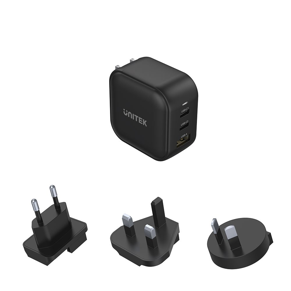 UNITEK 66W 3-PORT USB GAN TRAVEL CHARGER (US, EU, UK, AU) WITH PD AND QC3.0 (P1108A) — view 2