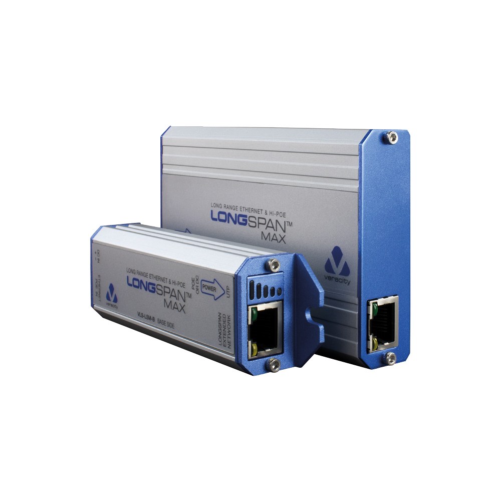VERACITY LONGSPAN MAX ADAPTERS FOR LONG-RANGE ETHERNET AND HIGH-POWER POE – BASE AND CAMERA DEVICES