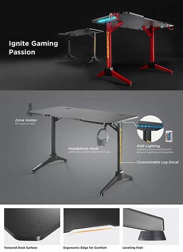 Lumi GMD03-1 - Conqueror Gaming Desk with RGB Lighting — view 2