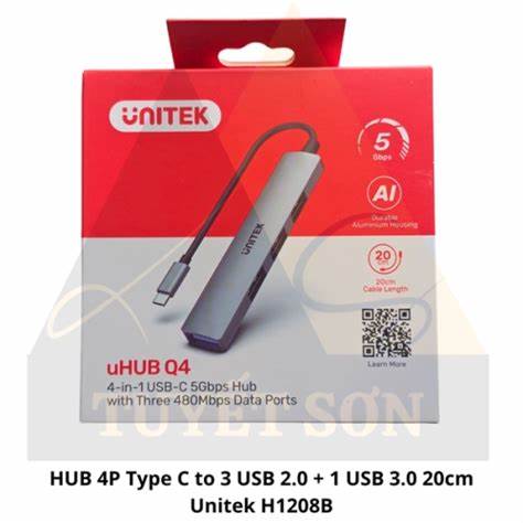 Unitek H1208b - 4-port USB Type-C Hub 3 Ports 480Mbps 1 Port 5Gbps — view 6