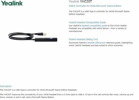 Yealink YHC20T USB-C Cable Teams Call Control For UH36 — view 7