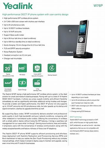 Yealink W76P DECT Phone (Incl. W70B Base Station And W56H Handset) — view 6