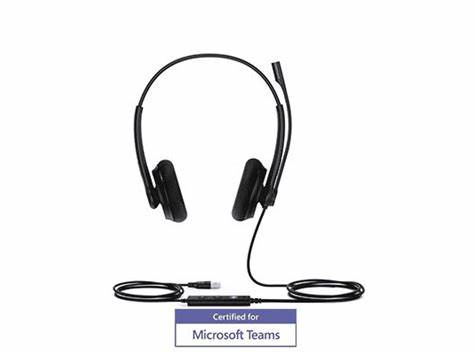 Yealink UH34 Dual Earpiece USB Headset With Leatherette Ear Cushions Teams edition