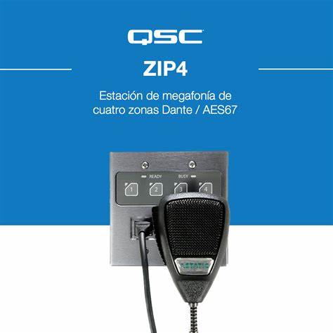 QSC Q-SYS ZIP4 4-Zone Dante/AES67 Paging Interface POE Dual Gang Wall Plate — view 3