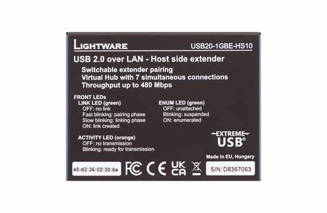 Lightware USB20-1GBE-HS10 USB 2.0 Ethernet LAN Adapter — view 2
