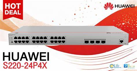 Huawei eKit S220-24P4X Layer 2 Managed Switch, 24 x 10/100/1000BASE-T ports (400W PoE+), 4 x 10GE SFP+ ports — view 2