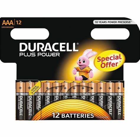 Duracell PLUS AAA 12 CARD - Duracell Plus Power AAA - per card (Economy pack)