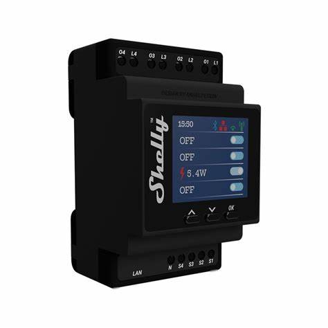 Shelly Pro 4PM DIN-Rail Mountable Wi-Fi Relay For 4 Channels of 16A Each 40A In Total — view 3