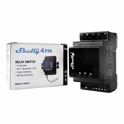 Shelly Pro 4PM DIN-Rail Mountable Wi-Fi Relay For 4 Channels of 16A Each 40A In Total — view 4