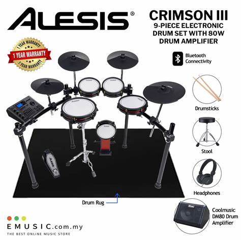 Alesis CRIMSON MESH III - Nine Piece Electronic Drum Kit with Mesh Heads and Bluetooth